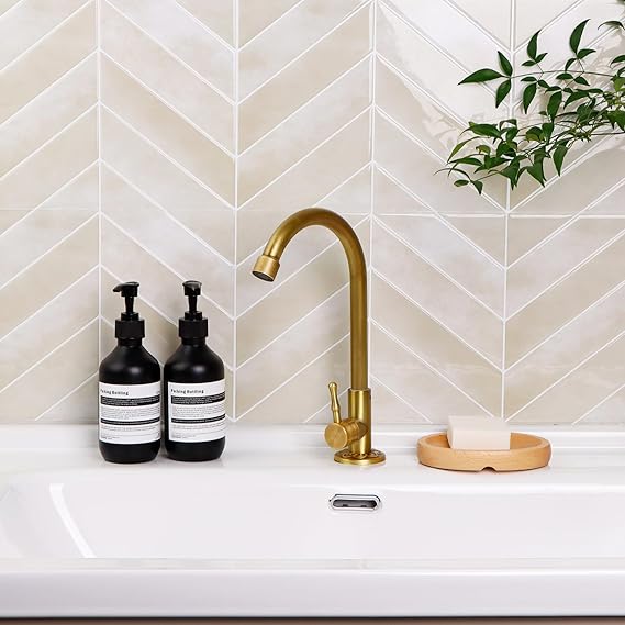 Alwayspon 10 Sheet 11.43x9inch Beige Herringbone 3D Vinyl Wall Tile Sticker Transfers, Peel and Stick Self-Adhesive Waterproof Splashback Stick on Tile Decals for Kitchen Bathroom Wall