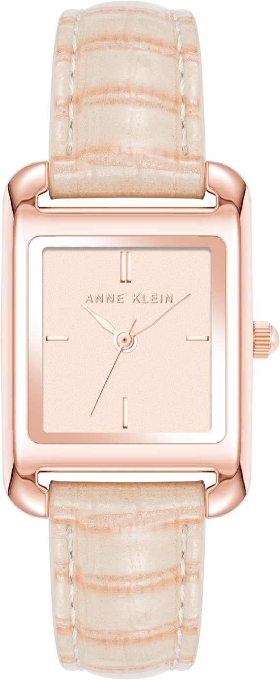 Anne Klein Women's Shiny Croco-Grain Leather Strap Watch