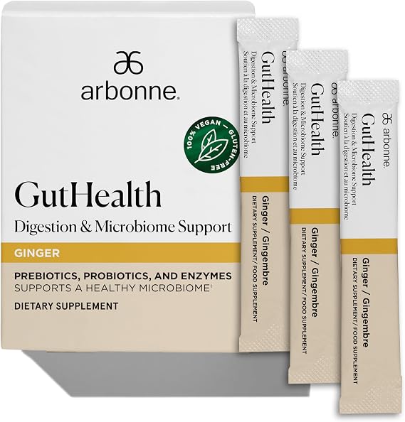 Arbonne GutHealth Digestion Probiotic Powder Mix Ginger 30 Count