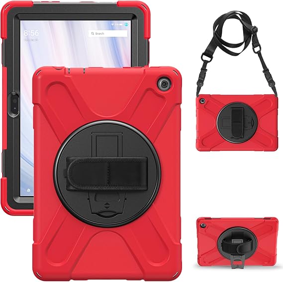 Case for Amazon Kindle Fire HD 10 2023 & Amazon Kindle Fire HD 10 Plus 2023, Protective Rugged Kids Case with Shoulder Strap, Hand Strap, 306 Rotating Kickstand