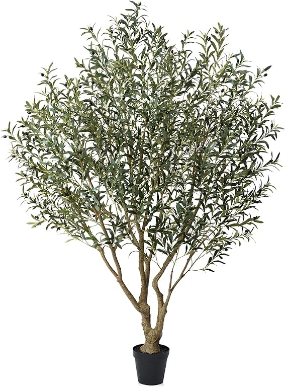 VeriNatural Artificial Olive Tree Tall Faux Plant - 240 cm Large Green Artificial Tree with 3824 Silk Leaves & 184 Fruit - Indoor Decor for Living Room Office Garden Pots, VN138