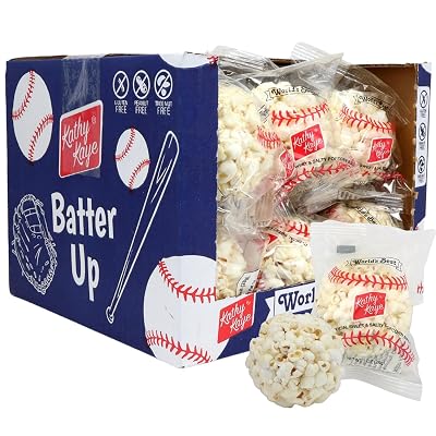 Kathy Kaye Baseball Sweet & Salty 1 oz. Popcorn Balls | Delicious, Crunchy, Perfect for Team Snacks | Classic Sweet & Salty Flavor for Game Day, Parties & More | Box of 18