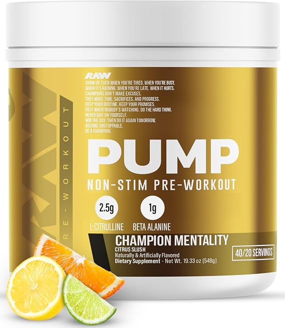RAW Pump Stim Free Pre Workout, Champion Mentality, 40 Servings