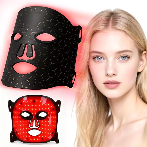 Red Light Therapy Mask for Face, Cordless LED Mask Light with 7 Colours Near Infrared for Beauty Skincare, 108 LED Beads with Remote and Eye Protection