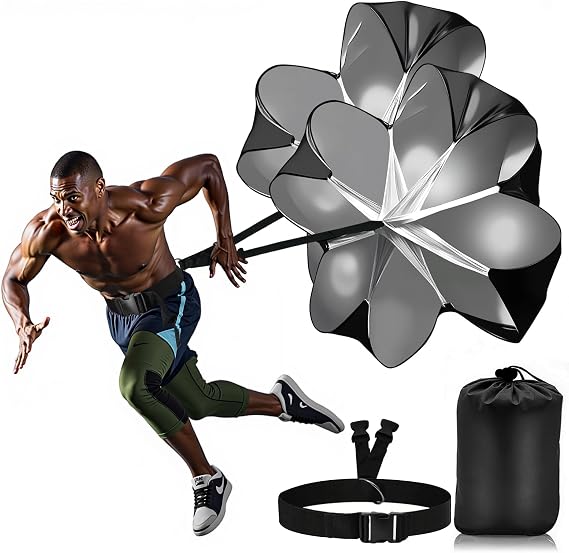 Running Parachute for Speed Training, 56 inch Resistance Parachute for Athletes, Sprinting & Football Training Equipment with Adjustable Waist Belt, Drag Chute to Improve Velocity & Explosive Power