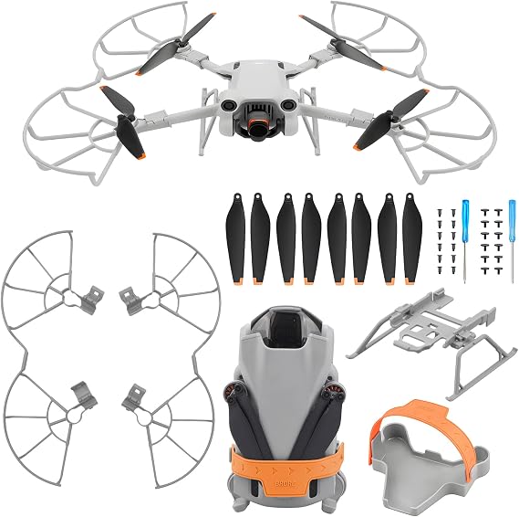 Mini 3 Pro Propeller Guard - 4 Pcs with Blades Landing Gear Foldable Extension Legs Propellers Holder Lens Cover Gimbal Protector for DJI Mini 3 Pro/Mini 3 Drone Accessories Set