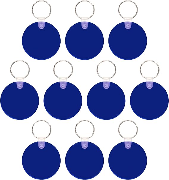 DISCOUNT PROMOS Round Soft Key Tags Set of 10, Bulk Pack - Perfect for Tradeshows, Party Favors, Events - Blue
