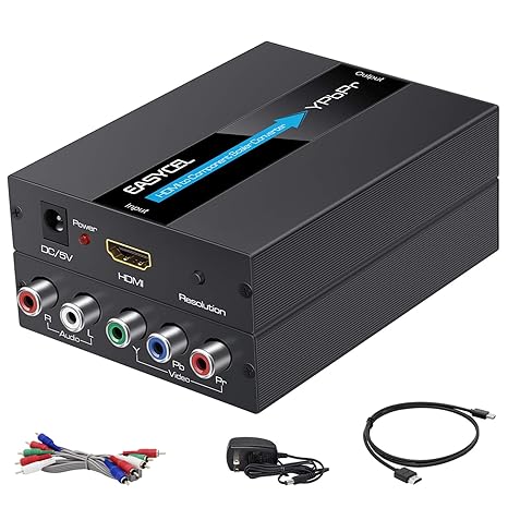 Aluminum 1080P HDMI to YPbPr/5RCA Scaler Converter, Support 480i 576i Component Output