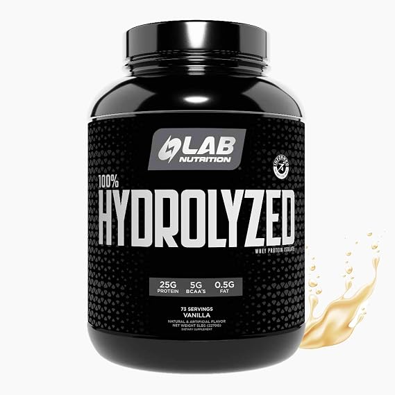 100% Hydrolyzed Whey Protein Isolate (5 Pounds, Vanilla Flavor) 25gr of Protein, Build Muscle, Lean Muscle Growth, Easy Digestion, Gluten Free, Lactose Free, Fast Absorbing.