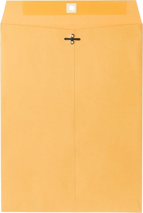 Mead Letter Size Mailing Envelopes, Clasp Closure, All-Purpose 32-lb Paper, 9" X 12", Brown Manila Kraft Envelope, 100 per Pack (CO790)