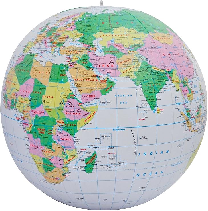 Jet Creations Inflatable Globe, Political Globe, Light Blue, 24"