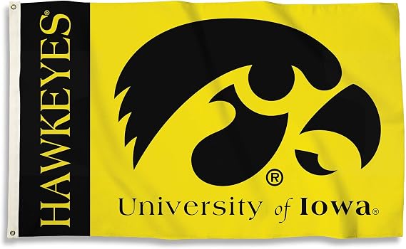 BSI Products, INC. - Iowa Hawkeyes 2-Sided 3x5 Flag with Heavy-Duty Brass Grommets - UI Football, Basketball and Baseball Pride - Durable for Indoor and Outdoor Use - Great Gift Idea - Iowa