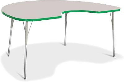 Jonti-Craft Berries 6423JCA119 Kidney Activity Table, A-Height 24-31 Adjustable Height, 48 x 72, GrayGreenGray