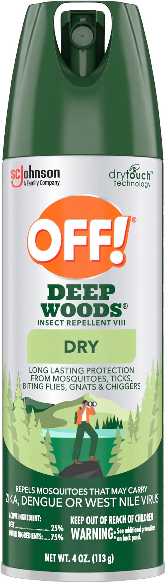 OFF! Deep Woods Dry Bug Spray Insect Repellent VIII Long Lasting Outdoor Protection from Mosquitoes and Ticks 4 Ounce (Pack of 1)