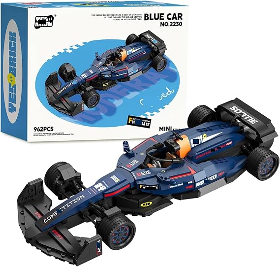 HTLNUZD New F1 Racing Building Blocks Formula Sport Car Mini Bricks for Adults, Racing Decor & Collection Gifts (blue-962 PCS)