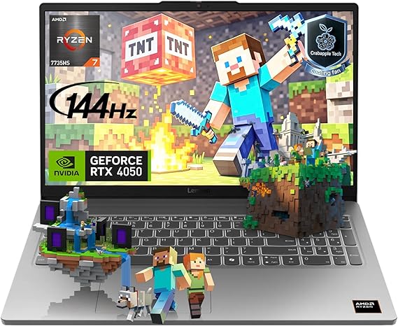 Lenovo LOQ 15.6" Gaming Laptop, AMD Ryzen 7 7735HS Laptop with FHD 1920 * 1080 144Hz Display, GeForce RTX 4050, 32GB DDR5 + 1TB SSD, Backlit Keyboard, Wi-Fi 6, Windows 11 Home, Grey