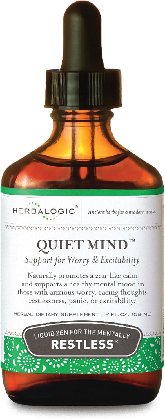 Herbalogic - Quiet Mind Liquid Herb Drops - Non-Sedating, Promotes a Feeling of Zen-Like Calm - Eases Worry and Panicky Mood - Based on the Traditional Chinese Formula GUI Pi Tang - 2 Fl. Oz.