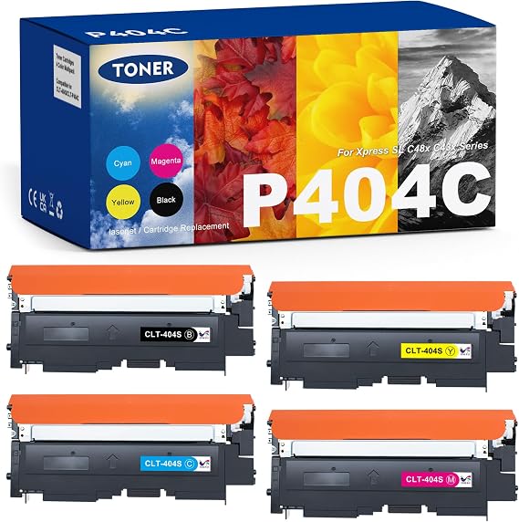 ONLYU Toner Cartridge Compatible Samsung CLT-P404C 404 404S, 4-Pack | Samsung Xpress SL C480W C483W C430W C480FW C48X C480 C430, CLT-K404S CLT-Y404S, Black Cyan Yellow Magenta
