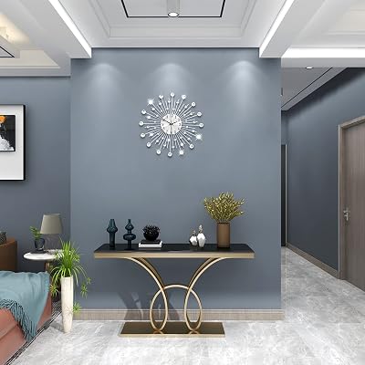 Large Wall Clock for Living Room Decor Big Modern Crystal Wall Clocks Decorations for Home Kitchen Dining Room Indoor Silver Giant Wall Clocks Battery Operated Decorative for Fireplace 20 Inch