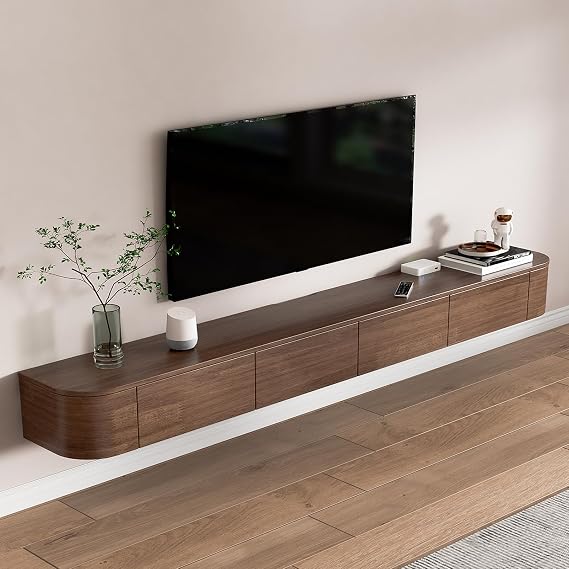 94.5" Solid Wood Floating TV Stand for TVs up to 100", Walnut