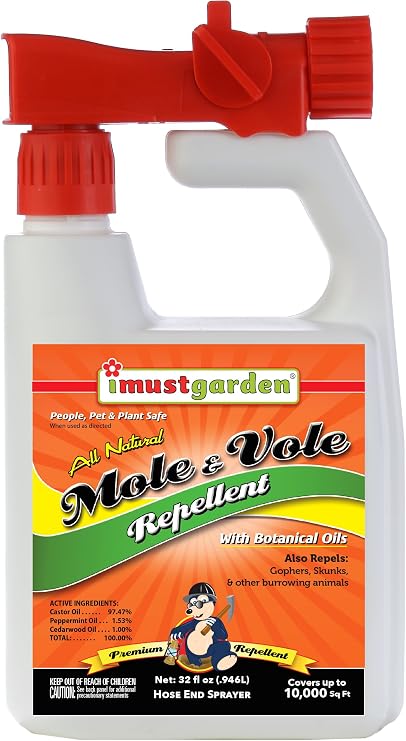 I Must Garden Mole & Vole Repellent: Professional Strength - 32oz Hose-end | Professional Strength, Hose-end