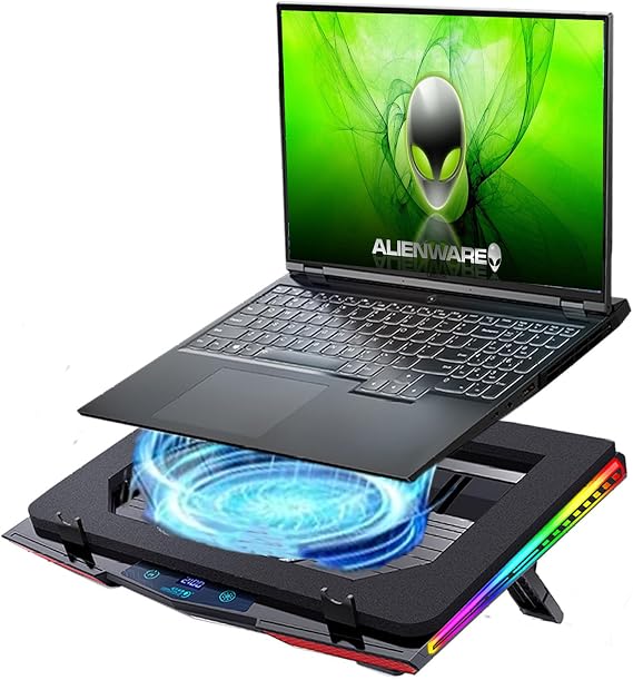 Cooling Pad for Dell Alienware m16 m17 m15 x17 x16 x15 x14 Area-51m 17 16 15 14 inch Gaming Laptop,It is a Heat Dissipation Monster with Powerful Turbo Fan Can Fast Cooling,RGB Light Mode
