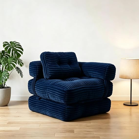 Folding Sofa Bed,3 in 1 Convertible Sleeper Chair with L Shaped Pillow