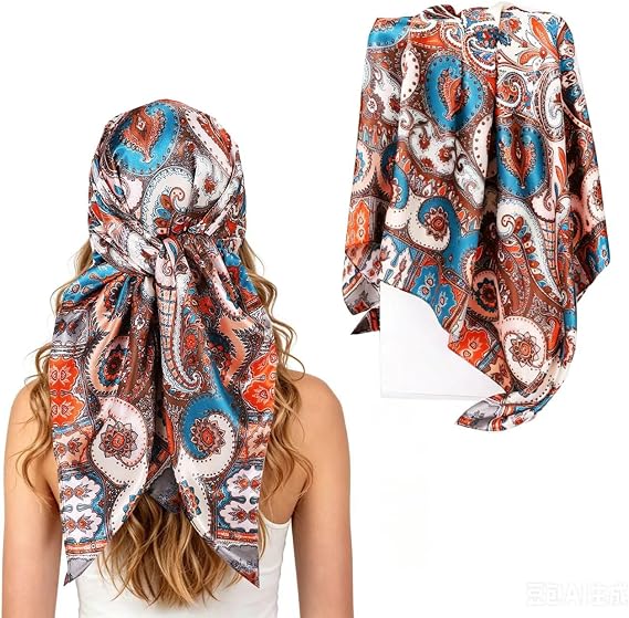 Hexchasty Head Satin Scarf Silky Scarf 35" Head Bandana Wraps for Women
