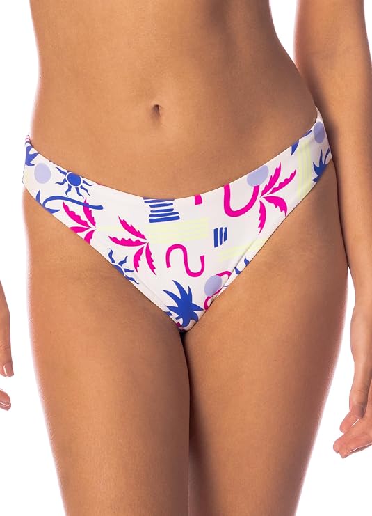 Maaji Venice Beach Sublimity Regular Rise Bikini Bottom, Reversible, White, X-Large