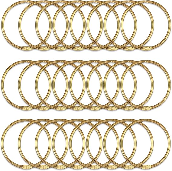 24Pcs Shower Curtain Rings, Rustproof Metal Round Shower Ring Hooks for Bathroom, Decorative Shower Curtain Rings for Shower Rods Curtains (Gold)