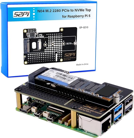 GeeekPi N04 M.2 NVMe to PCIe Adapter for Raspberry Pi 5, Support M.2 NVMe SSD 2230 2242 2260 2280