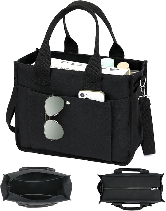 Fammart Canvas Tote Bag for Women, Crossbody Bag Laptop Work Tote Purse