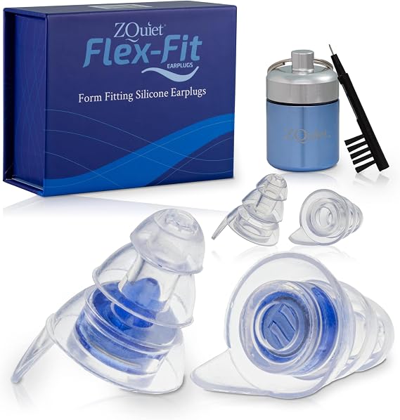 ZQuiet Flex-Fit Earplugs, Form-Fitting Silicone Earplugs, Travel-Friendly