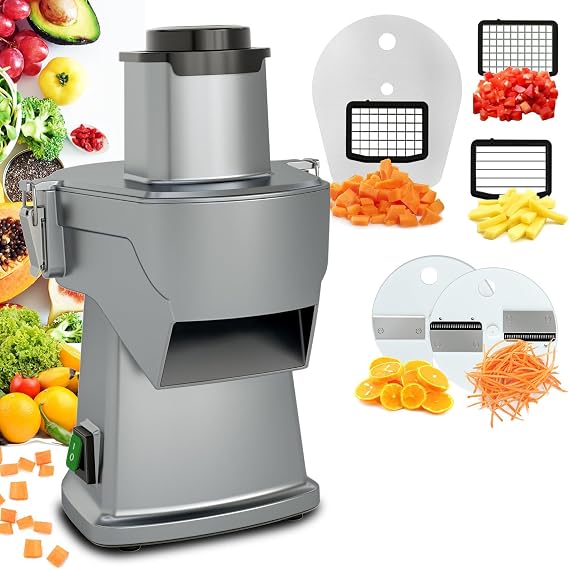 4 in 1 Electric Vegetable Chopper, Multifunctional Food Cutter & Slicer, Mandolin Slicer & Cheese Grater, Vegetable Slicer & Dicer, Multi-Blade French Fries Cutter
