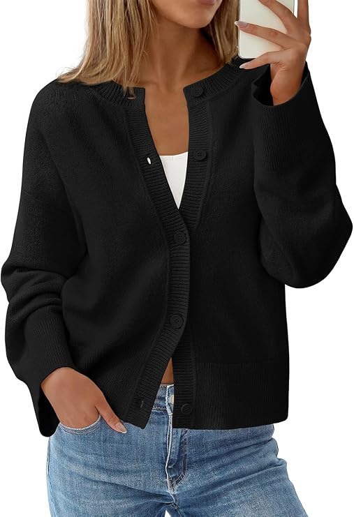 KIRUNDO Cardigan Sweaters for Women 2026 Fall Oversized Drop Shoulder