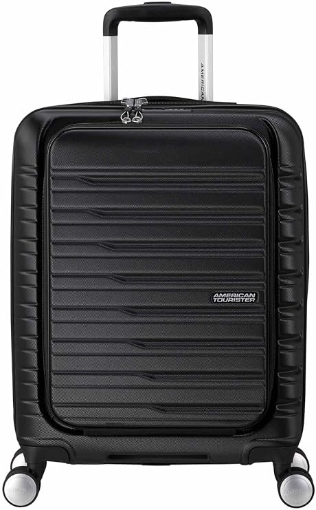 American Tourister Flashline - Spinner S, Hand Luggage with Front Loading, 55 cm, 34 L, Black (Shadow Black)