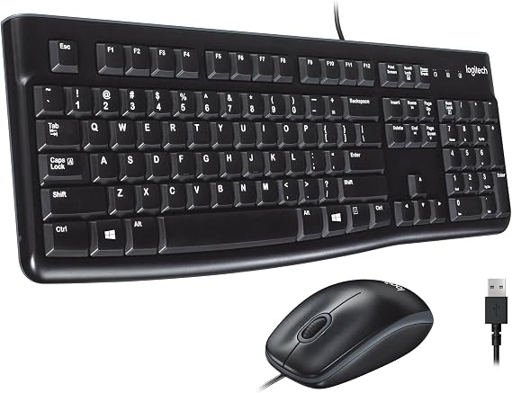 Logitech MK120 Full Size Wired Keyboard and Mouse Combo - Black
