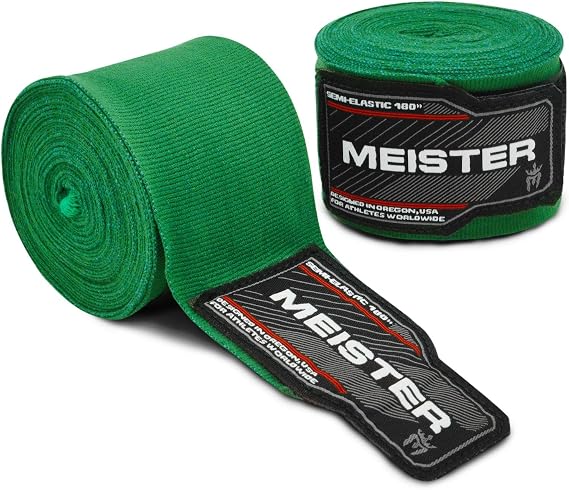 Meister 180 Inch Semi-Elastic Adult Hand Wraps for MMA and Boxing (Pair)