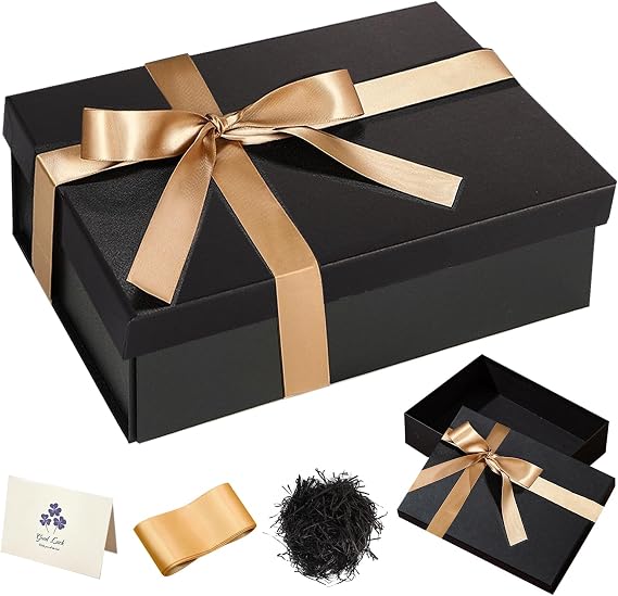 Black Gift Box, 40x30x15cm Large Gift Box with Lids for Present