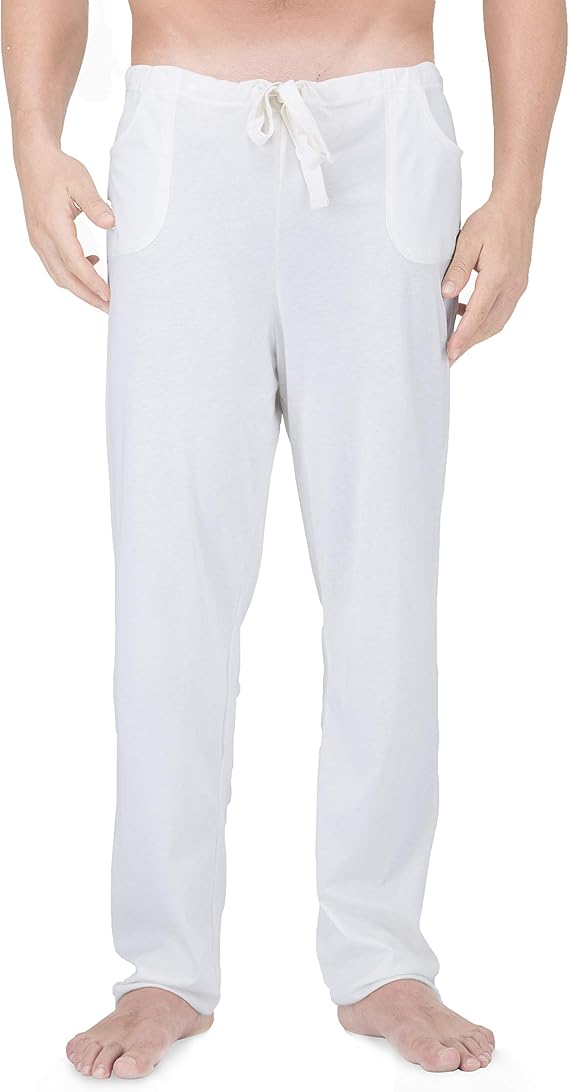Cottonique Men's Latex-Free Drawstring Lounge Pants made from 100% Organic Cotton (Natural) (2XL/3XL)