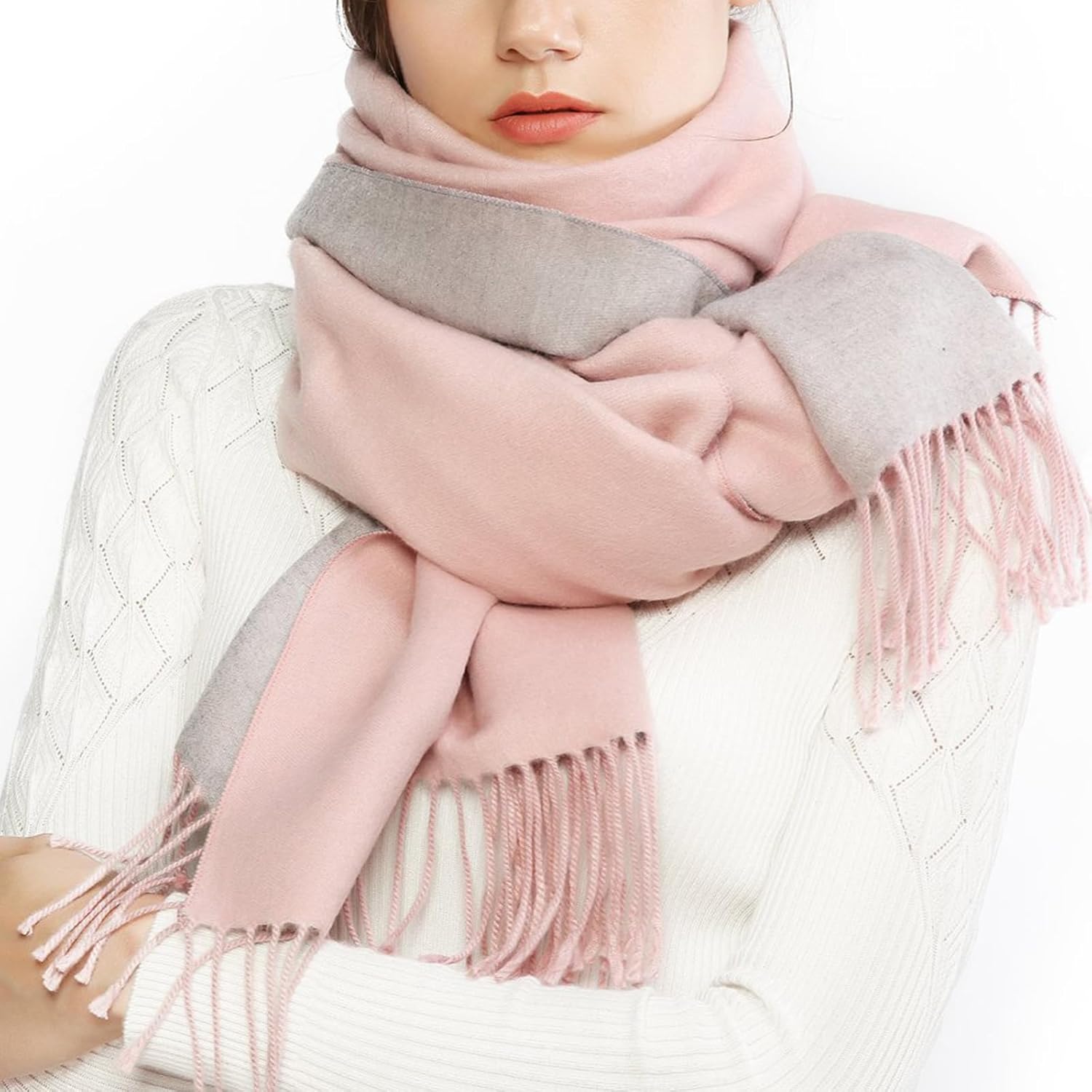 RIIQIICHY Warm Winter Women Scarf Ladies Reversible Pashmina Shawl Wraps