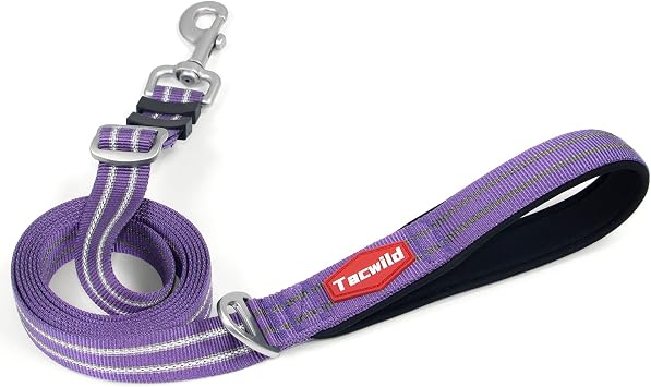 Adjustable Dog Leash with Soft Padded Handle, Reflective Long Lead for All Breeds Dogs, Heavy Duty Long Line Leash for Dog Walking and Training (Purple-M)