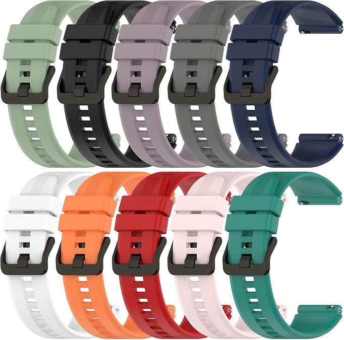 FitTurn 10-Pack Band Compatible with FITVII H56 HM57 HM78, RUIMEN D1 H1, TOOBUR IDW16, KEEPONFIT IDW21, TOZO S5 Smart Watch Bands,22mm Quick Release Adjustable Silicone Strap Wristband Replacement Band for FITVII H56 Fitness Tracker