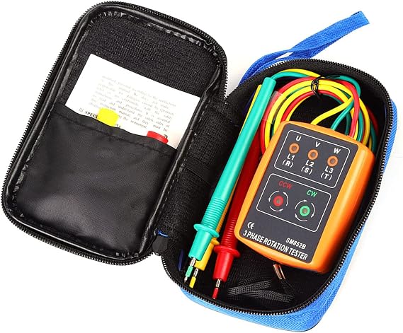 1 Set Portable Sequence Tester -852B 60V~600V AC 3-Phase Sequence Order Rotation Indicator Tester 20Hz-400Hz