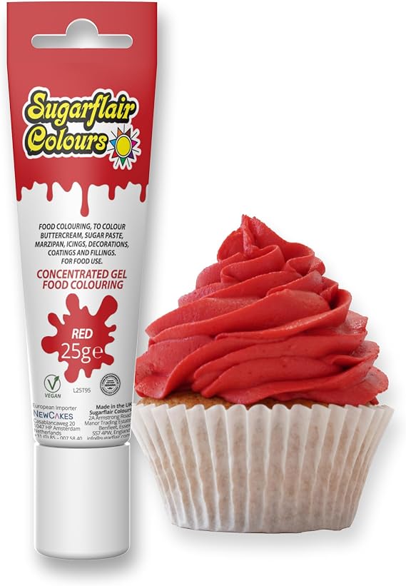 Sugarflair Essentials Red Food Colouring Gel 25g - Concentrated Gel Food Dye for Cake Decorating, Buttercream, Fondant, Royal Icing - Vegan, Kosher, Bake-Stable