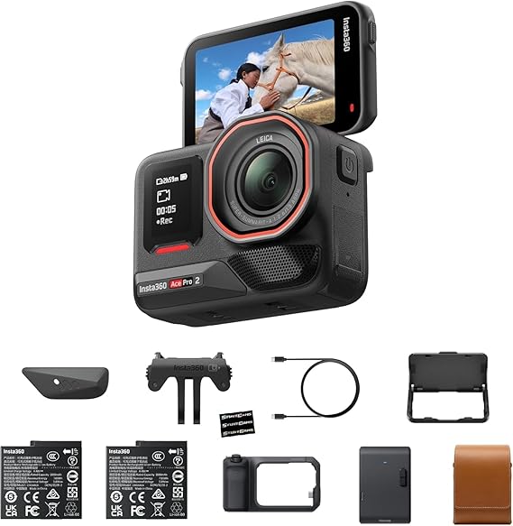 Insta360 Ace Pro 2 Flash Print Bundle – 8 K su geçirmez aksiyon kamerası, 1/1,3 inç sensörlü, Dual AI çip, lider zayıf ışık, Xplorer Grip Pro Kit Street Content fotoğrafçılığı için