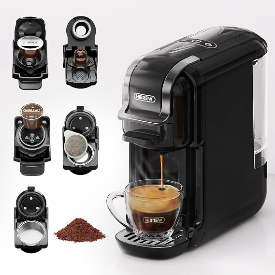 HIBREW H2B 5-in-1 Pod Coffee Maker for Kcup/Nes/DG/Espresso Powder, Black