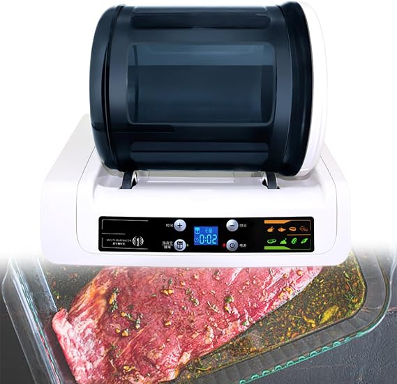 Meat Tumbler Marinator, Automatic Electric Commercial Vacuum Tumbler Marinating Machine, Canister Meat & Vegetable Marinator, for Chicken, Burger, Bacon