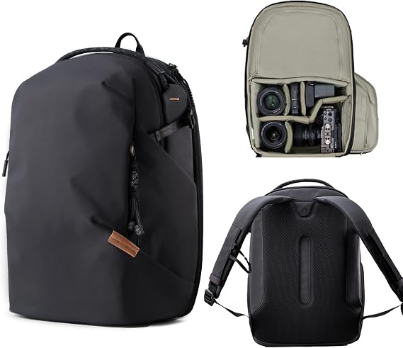 PGYTECH OneGo Lite Camera Backpack 22L Lightweight Camera Bag Compatible with Sony/Canon/Nikon/DSLR/SLR Mirrorless Cameras, Water-Resistant BackPack for Urban & Travel Photography, Matte Black
