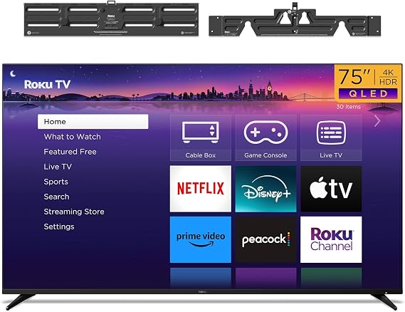 Roku Smart TV - 75-Inch Pro Series QLED RokuTV & TV Wall Mount Bundle